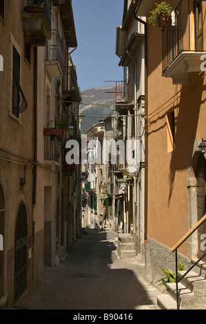 Street scene of the old town in Pratola Peligna, L`Aquila, Abruzzo, Italy Stock Photo